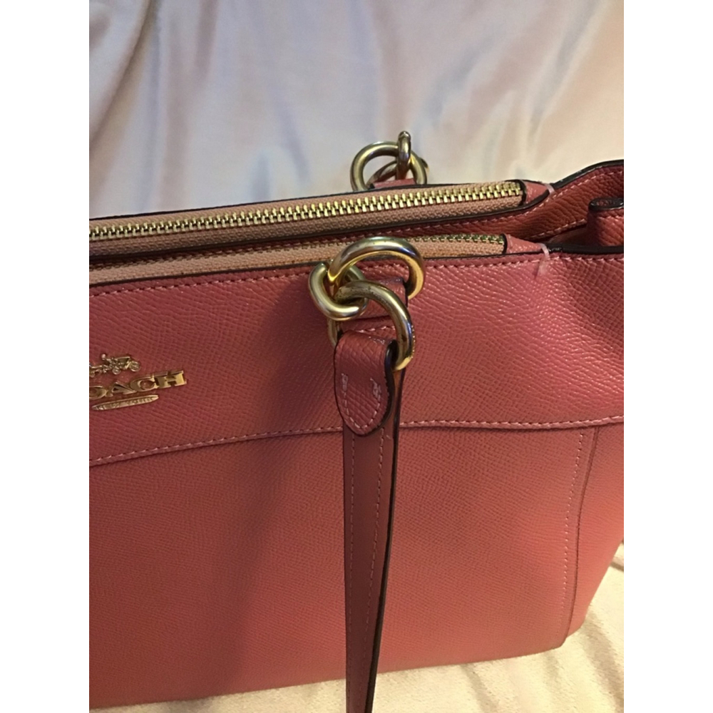 Women's Coach Rose Glitter Pink Leather Satchel Handbag Crossbody with Cloth Bag - Picture 3 of 16